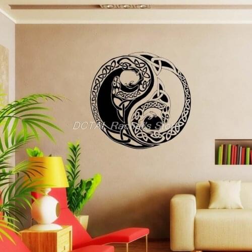 Ying Yang Snake Dragon Sticker Home Decor Vinyl Decal Living Room Bedroom Removable Wall Sticker Mural