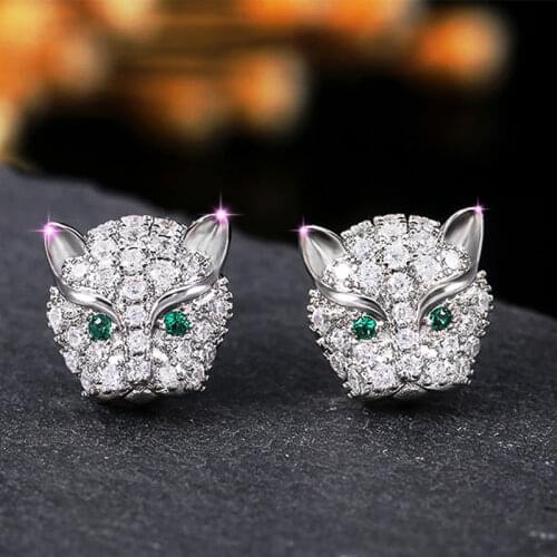 2021 Ferociou Animal Earrings For Women Fashion Jewelry CZ Stone Full Zircon Gift Friend Classic Style Stud Earring Leopard Head
