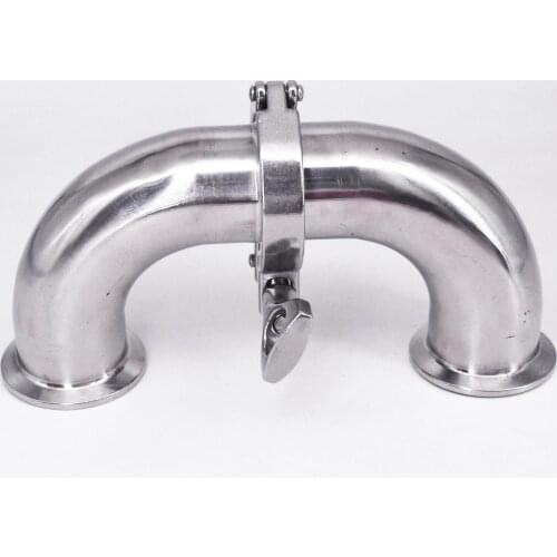 0.5" 1.5" 2" 2.5" 3" 3.5" 4" Tri Clamp 180 Degree Elbow SUS304 316L Stainless Steel Sanitary Pipe Fitting Connector Homebrew