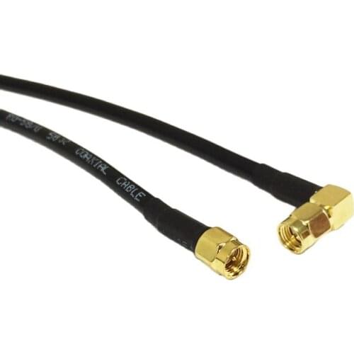 1PC New SMA male To SMA Male Plug Right Angle jumper cable RG58 Wholesale Fast Ship 50CM/100CM Adapter
