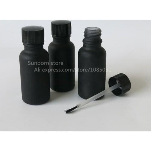 10pcs/lot Hot sale 20ml matte black essential oil bottle with brush cap for nail polish oil
