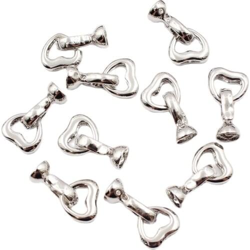 APDGG 10 Pcs Jewelry Findings Circle Heart Copper Gold Plated Clasps For Pearl Bracelets Necklaces Making DIY Craft Accessories