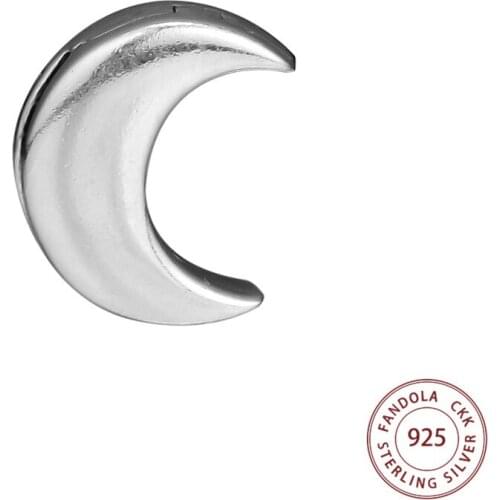 100% 925 Sterling Silver Moon Clip Charms Fits Original Reflexions Bracelet Metal Beads DIY Jewelry Making for Women Gilrs