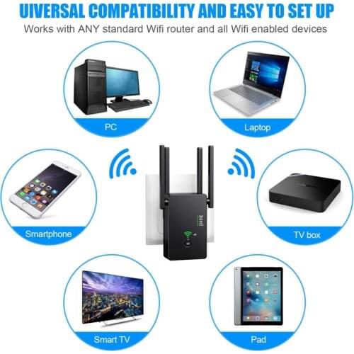 1200Mbps Wifi Repeater Dual Band Wireless 2.4G / 5G Wifi Extender Router Wifi Signal Amplifier With 4pcs Antennas