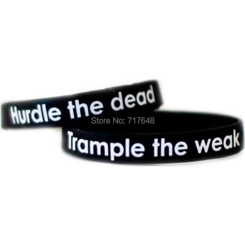 200pcs a lot Hurdle the dead trample wristband silicone bracelets rubber cuff wrist bands bangle free shipping by fedex express