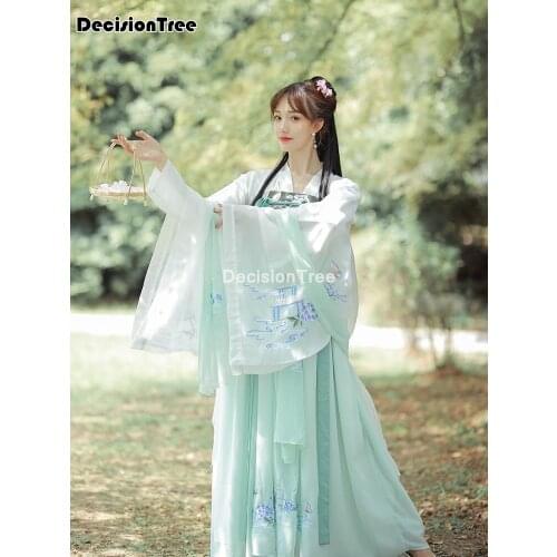 2021 hanfu chinese style ancient costume traditional folk dance stage performance clothing retro singers princess fairy dress