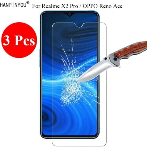 3 Pcs/Lot New 9H 2.5D Tempered Glass Screen Protector For Realme X2 Pro / OPPOReno Ace Protective Film Guard + Clean Tools
