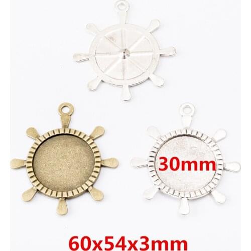 3 pcs Charms Round photo frame inner diameter 30mm ancient bronze zinc alloy suitable for bracelet DIY metal jewelry found 6274