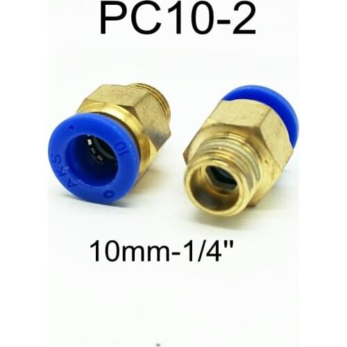 5pcs Pneumatic Fittings 1/4'' Male Thread O.D 10mm Hose Tube Straight Push in Fitting PC10-2 Quick Joint Connector