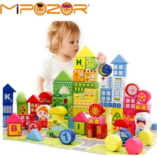 MIPOZOR 160Pcs Wooden Puzzle Designer Model Building City Road Puzzles Kids Educational Toys DIY Farm Traffic Car Bricks