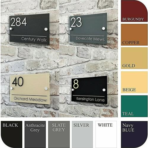 DIY House Number MODERN HOUSE SIGN PLAQUE DOOR NUMBER STREET NAME GLASS EFFECT ACRYLIC