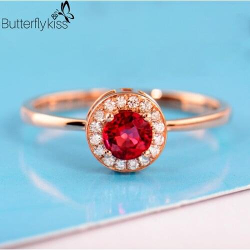 BK 18k Rose Gold Rings Natural Ruby Gemstone 2.38g Genuine Gold Wedding Party Engagement Anniversary Gifts Luxury Fine Jewelry
