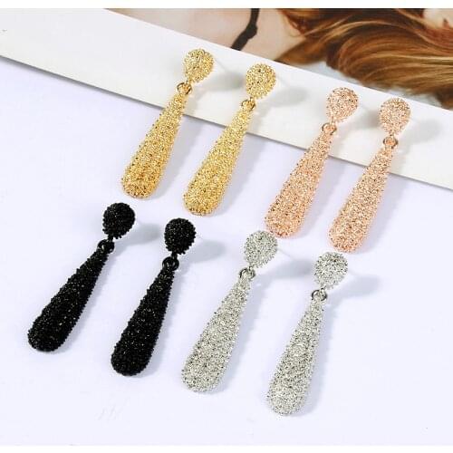 Exaggerated Earrings Water Drop Irregular Relief Fashion Stud Earrings For Women Jewelry Gold Silver Color Black Earing