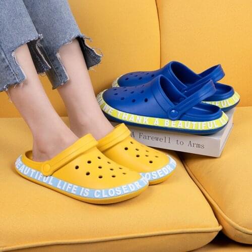 Summer Creative Slippers Female Letter Border Outdoor Beach Clogs Home Couple Sandals and Slippers Male
