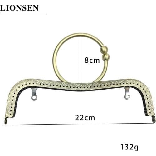 LIONSEN 1PCS 22cm Metal Purse Frame Kiss Clasp Lock Ring Handle M Shape For DIY Bag Handle DIY Bag Accessory