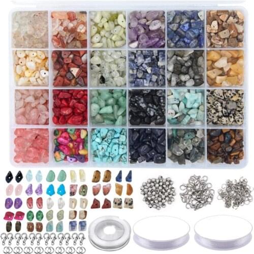 1323Pcs Irregular Gemstone Beads Kit for DIY Jewelry Making Supplies with Spacer Beads Lobster Clasps Elastic Jump Rings