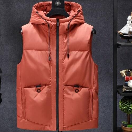 2020 New Winter Vest Men Casual Winter Waterproof Warm Hooded Big Pockets Sleeveless Coat Olive Grey Black Color Plus Size