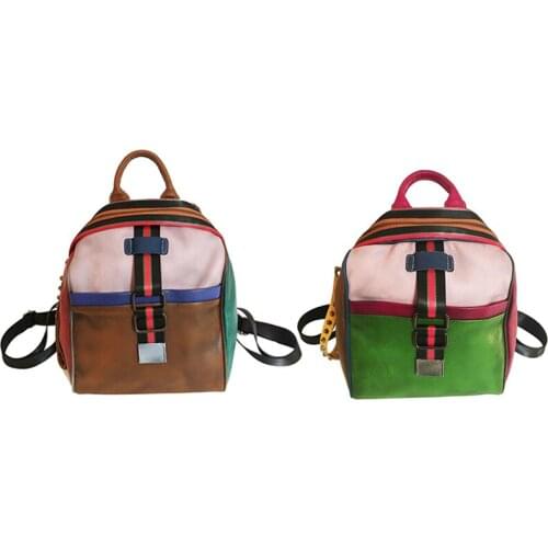 Retro Style Ethnic s Handmade Leather Backpack School Bag Womens Shoulder Bag