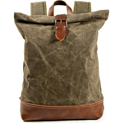 New Europe Fashion Canvas Leather Backpacks 15" Laptop Daypack for Traveling Teenager Back Pack Student Computer Rucksacks