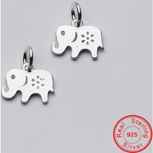 UQBing Wholesale 925 Sterling Silver Lovely Cute 12*9*1mm Hollow Elephant Animal Charms Pendant For Making Bracelet Necklaces