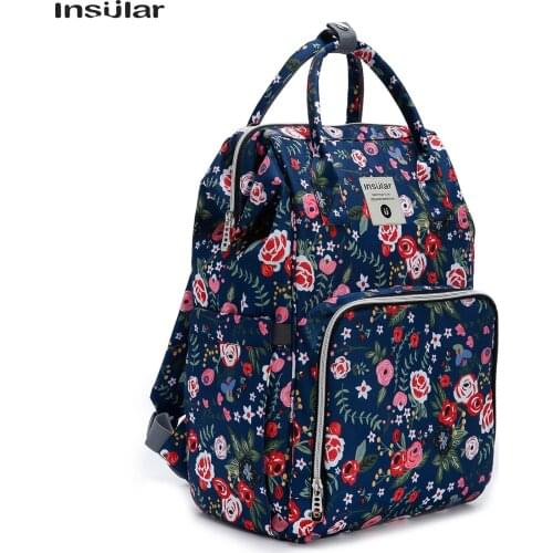 Insular Diaper Bag Portable Mummy Bag Large Capacity Travel Bag with Stroller Straps for Newborn Infant Necessities Supplements