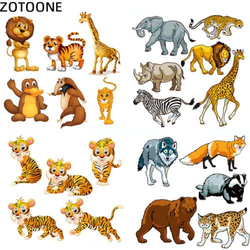 Cute Animal Patch Bear Tiger Iron on Patches for Clothing Sticker for Clothes T-shirt Heat Transfers Applications DIY Appliques