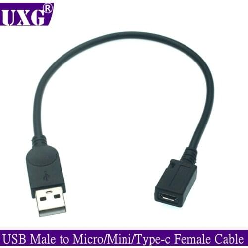 Type-c USB-C usb3.1 Mini Micro USB B Type 5pin Female to USB 2.0 Male Connector Charging data Extension Cable 25cm