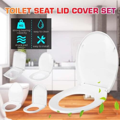 PP Universal Slow-Close Toilet Seat Lid Cover Set Thicken Replacement Antibacterial Square Round O/V Type Toilet Seats