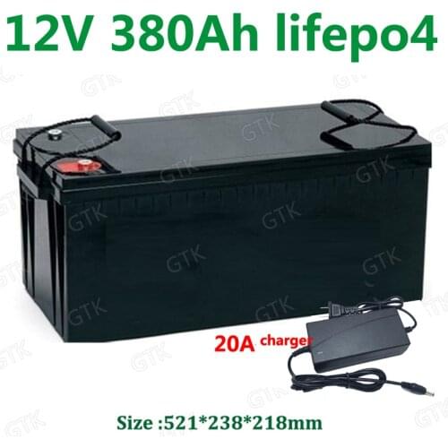 GTK Waterproof 12V 380AH Lifepo4 lithium battery NO 400Ah BMS 4S 12.8V for inverter UPS solar energy storage EV +20A Charger