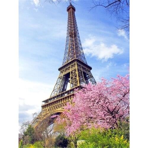 Landscape Paris Tower DIY Cross Stitch Embroidery 11CT Kits Craft Needlework Set Printed Canvas Cotton Thread Home Sell