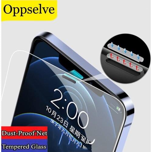 Tempered Glass With Dust Filter For iPhone 12 Pro Max 12mini Screen Protector Front Film For iPhone 11 Pro Max X Xs Max Xr 8 7 6