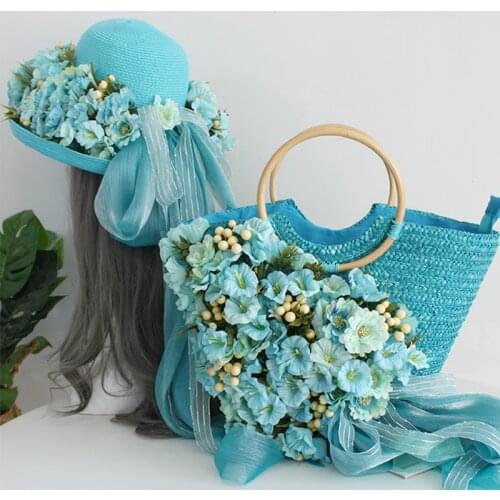 Angelatracy 2021 New Bohemian Straw Bag Knit Rattan Weave Morning Glory Flower Seaside Summer Handbag Sraw Beach Bag For Women
