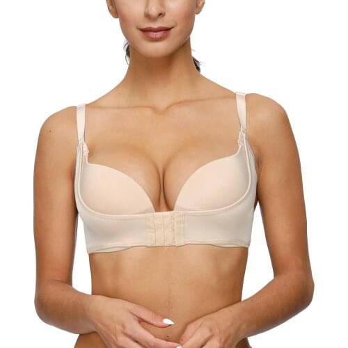 Vgplay Deep U Women Bra Super Push Up Front Hook Back Closure Lingerie Underwire Adjusted Convertible Bralette