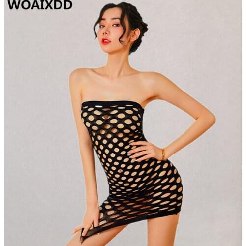 12 Color Sexy Lingerie Hot Babydolls Mini Dress Bodysuits Costumes Bodystocking Women Mesh Body Underwear Hollow Out Fishnet