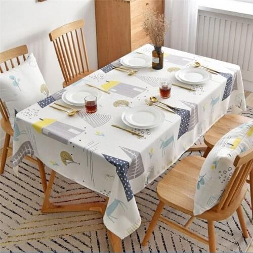 Coffee Table White Cartoon House Patterns Rectangular Tablecloth TV Cabinet For Living Room Home Decoration ZB-HM328#30
