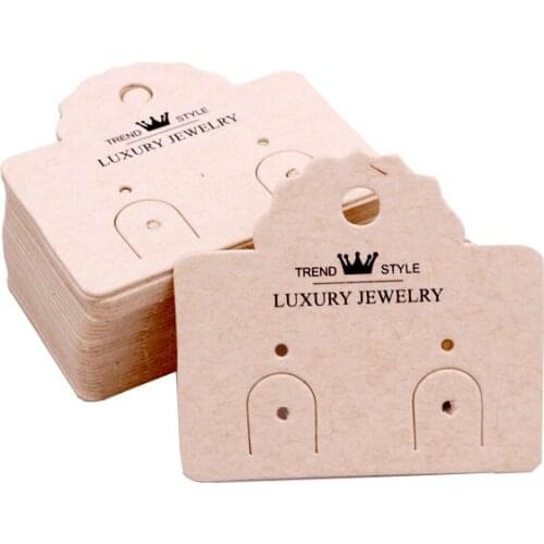 100pcs/lot 4.5x5cm Flower Head Beige Jewelry Packaging Cards Crown Printed Jewelry Earring Display Paper Cards Hang Tags Labels