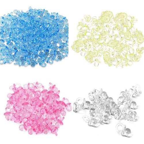 100pcs Mini Acrylic Baby Pacifiers for Baby Shower Decorations Table Scatter Party Favors Shower Games Supplies Decoration