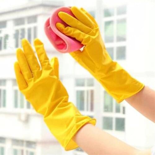 2Pcs/Pair Household Long Sleeve Antiskid Waterproof Dishwashing Gloves Kitchen Dust Stop Cleaning Rubber Gloves