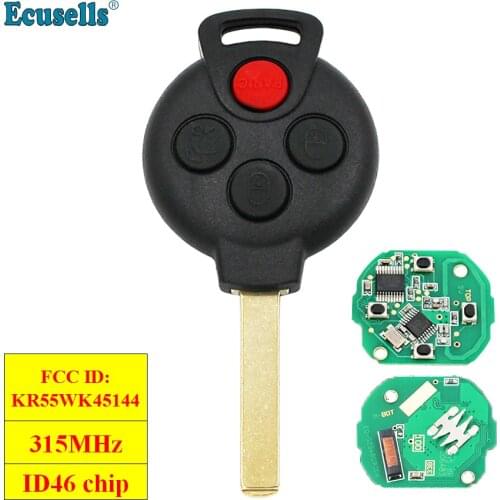 3+1 Button Remote key 315MHz with ID46 chip for Mercedes-Benz Smart Fortwo 2005-2015 FCC ID: 267T-5WK45144 KR55WK45144
