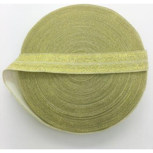 5yards/lot 5/8" 15mm Golden Multirole Fold Over Elastic Spandex Satin Band Ties Hair Accessories Lace Trim Sewing Notion