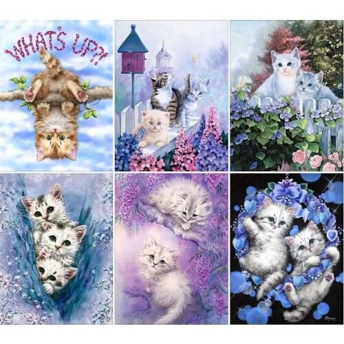 5D Diy Diamond Painting Cat Full Square/round Drill Diamond Embroidery Cross Stitch Kits Animal Mosaic Handmade Wall Art Gift