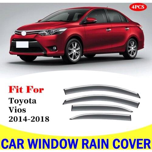 Car Accessories For Toyota Vios 2014-2018 window rain cover Visor Covers Vent Shade Rain Sun Guard Deflector Awnings Shelters