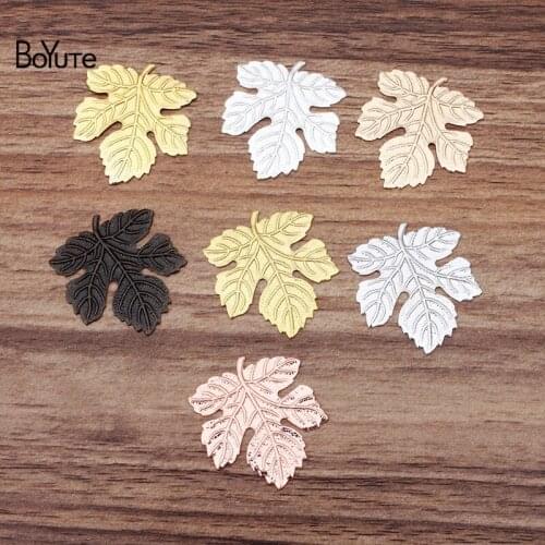 BoYuTe Wholesale (50 Pieces/Lot) 29*32MM Metal Copper Stamping Maple Leaf Jewelry Accessories Diy Hand Made Materials