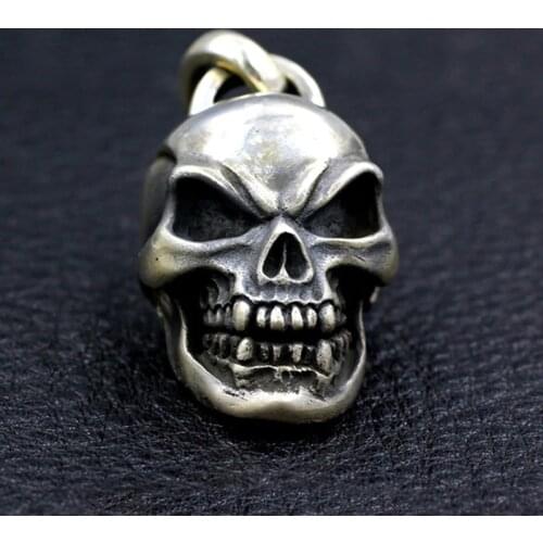 925 STERLING SOLID SILVER Thai MENS SKULL Skeleton Artisan PENDANT Charm Jewelry Decoration Bracelet Keychain Necklace... A3200