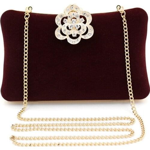 Girls Flower Lock Retro Elegant Velour Chain Clutch Wallet Purse shoulder Bag women for Wedding Party 2020 new style