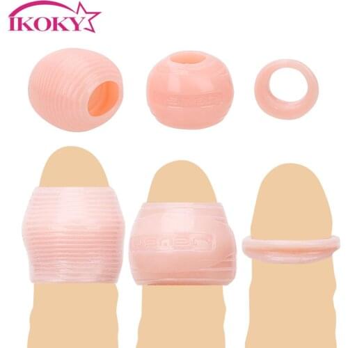 IKOKY 3Pcs/set Cock Rings Foreskin Correction Male Chastity Device Penis Rings Penis Sleeve Sex Toys For Men Delay Ejaculation