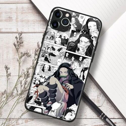 Kamado Nezuko Kimetsu No Yaiba Anime Soft TPU Glass Phone Case for IPhone SE 6s 7 8 Plus X Xr Xs 11 12 Mini Pro Max Samsung