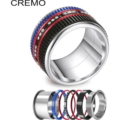 Koaem Boho Steampunk Band Rings Black Layers Rvs Stainless Steel Wedding Ring Femme Bijoux Statement Girls Free Shipping