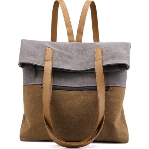 Multi-Functional One-Shoulder Portable Backpack Student Canvas Handbags All-Match Casual Large-Capacity Cloth Bags
