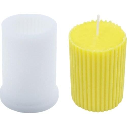 Long Pole Stripe Candle Molds Silicone Pillar Candle Making Kit Large Cylinder Rib Aromatherapy 3D Mould Columnar DIY Supplies